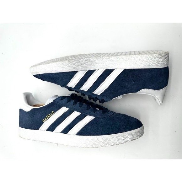Adidas Gazelle Navy White Suede Sneakers Men Size 9 Classic Casual Shoes - Picture 4 of 9